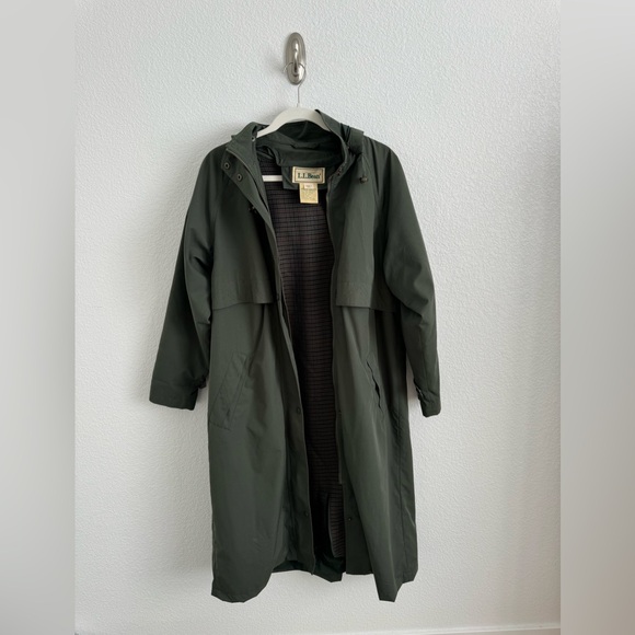 L.L. Bean Dark Green Trench Coat - Picture 1 of 9